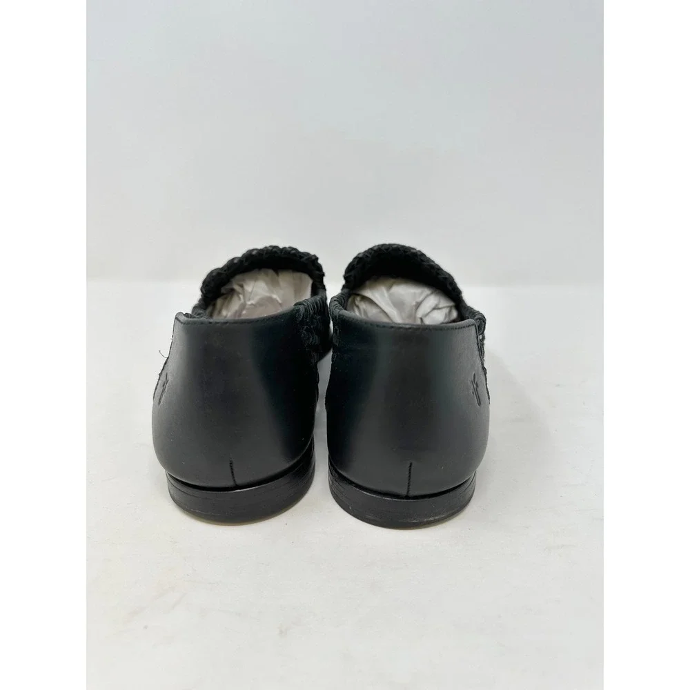 Frye Grace Crosshatch Venetian Woven Pointed Toe Loafer Black 8.5
